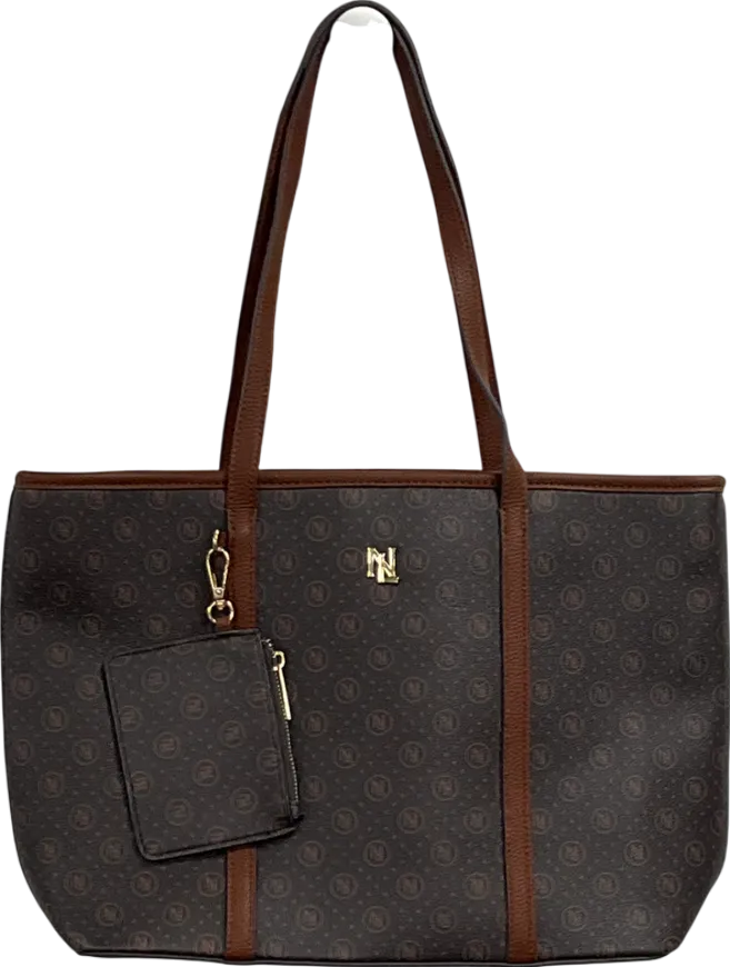 New Look Brown Monogram Faux Leather Tote Bag One Size