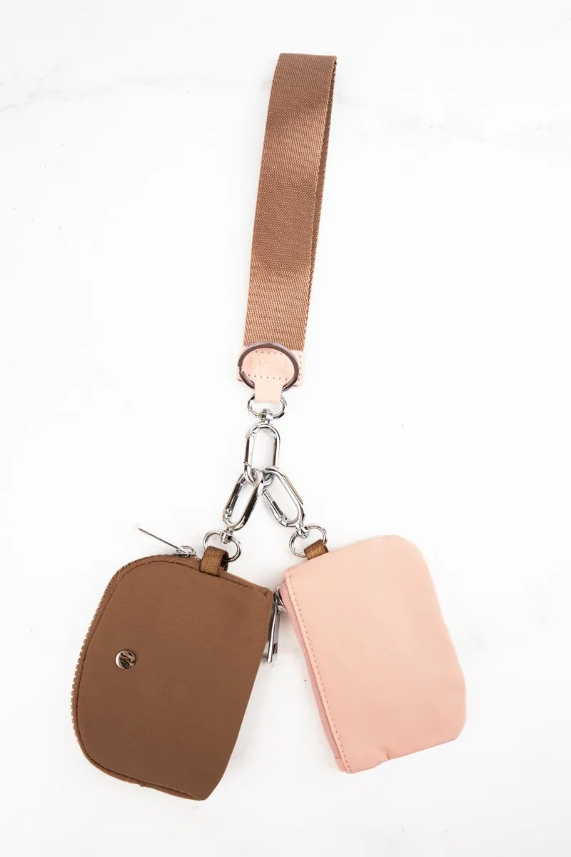 NGIL Khaki and Brown Dual Pouch Wristlet