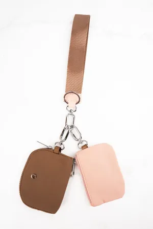 NGIL Khaki and Brown Dual Pouch Wristlet