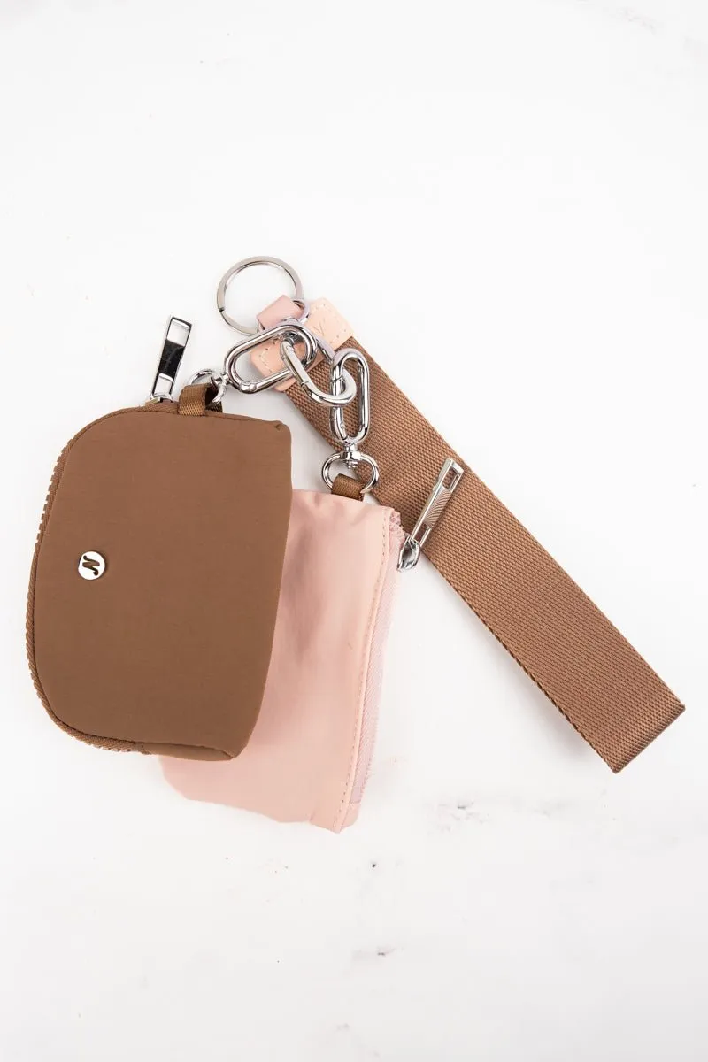 NGIL Khaki and Brown Dual Pouch Wristlet