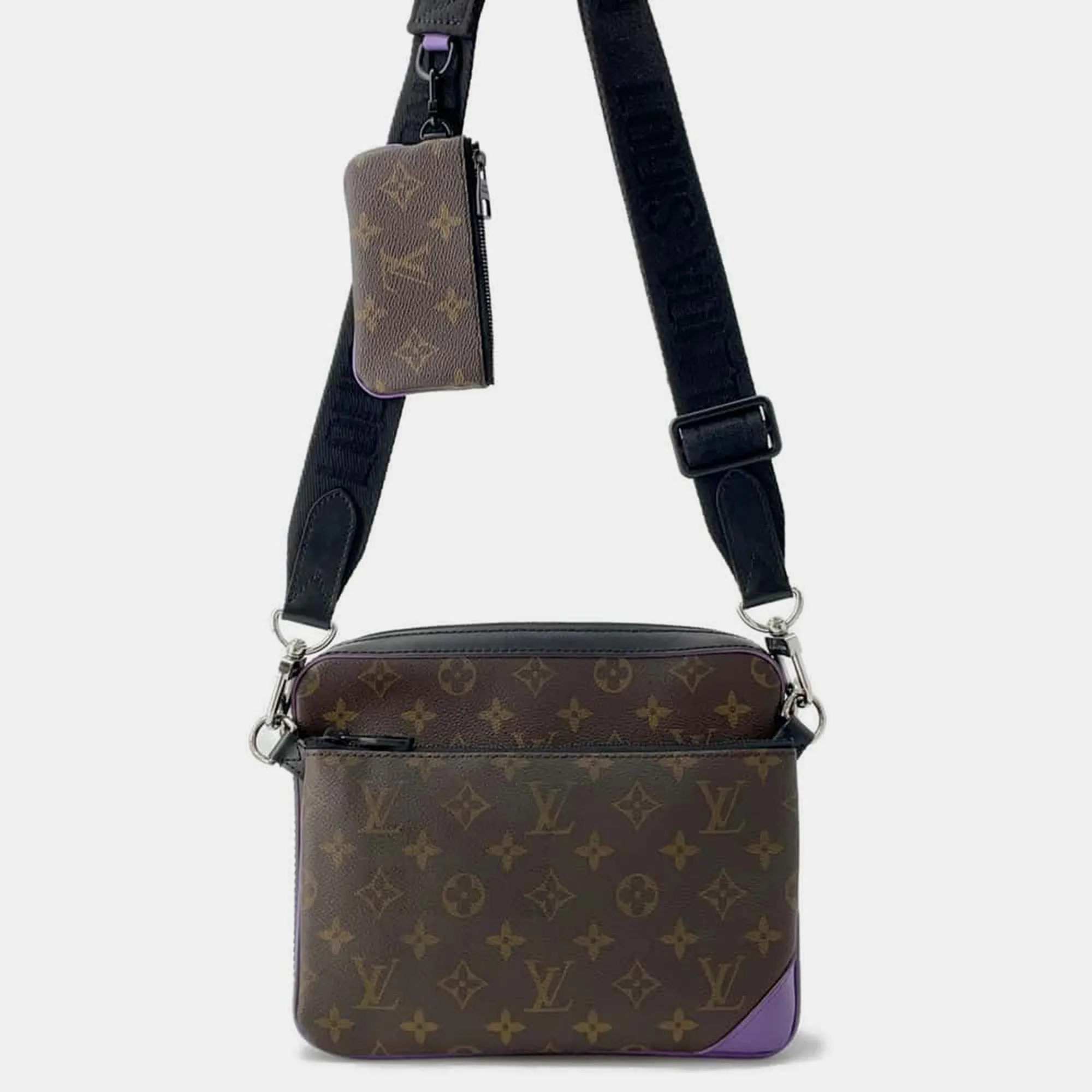 Noir Monogram Macassar Canvas Trio Messenger Bag