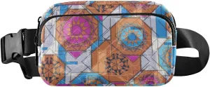 Oyihfvs Colorful Floral and Geometric Modern Abstract Design Adjustable Fanny Waist Pack Pouch, Waterproof Runners Sports Waist Pack Wallet for Sports Hiking Fitness Cycling Gym Women Men