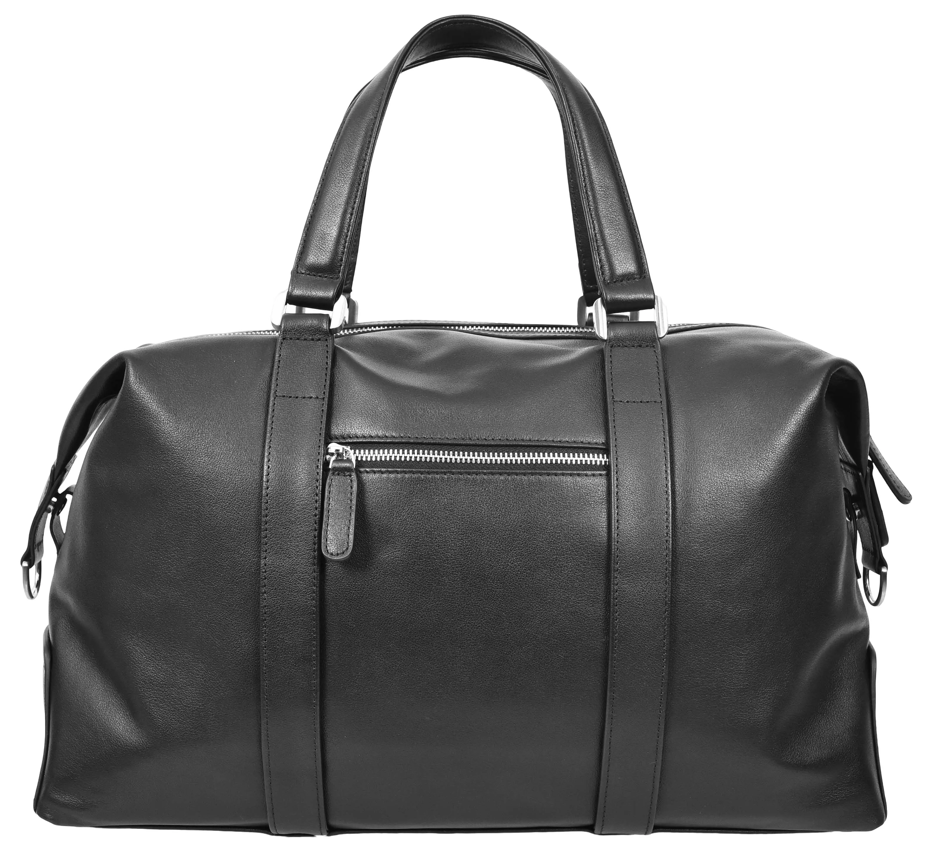 Pathpal Genuine Leather Weekend  Travel Holdall Duffle Bag Black