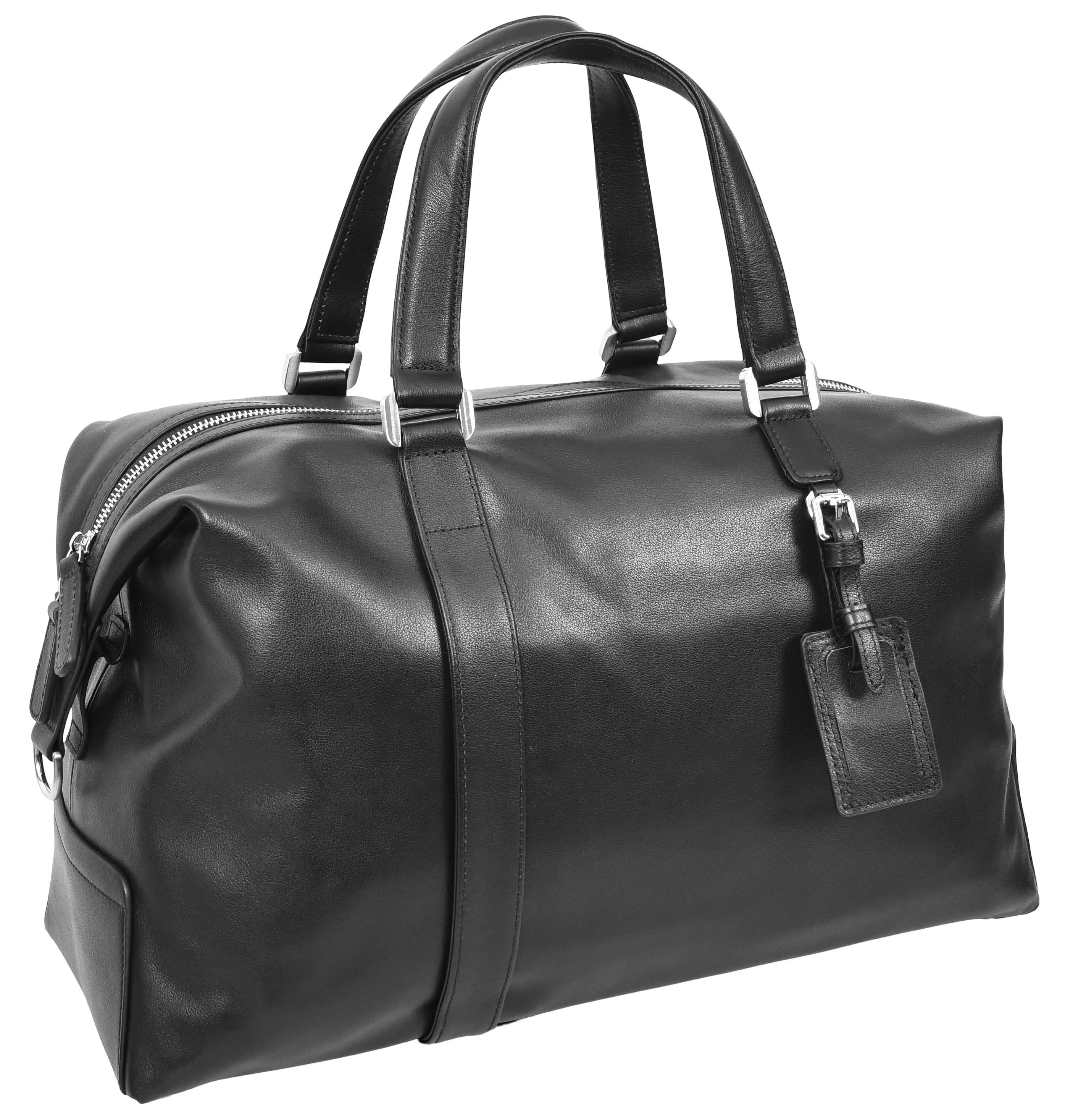 Pathpal Genuine Leather Weekend  Travel Holdall Duffle Bag Black
