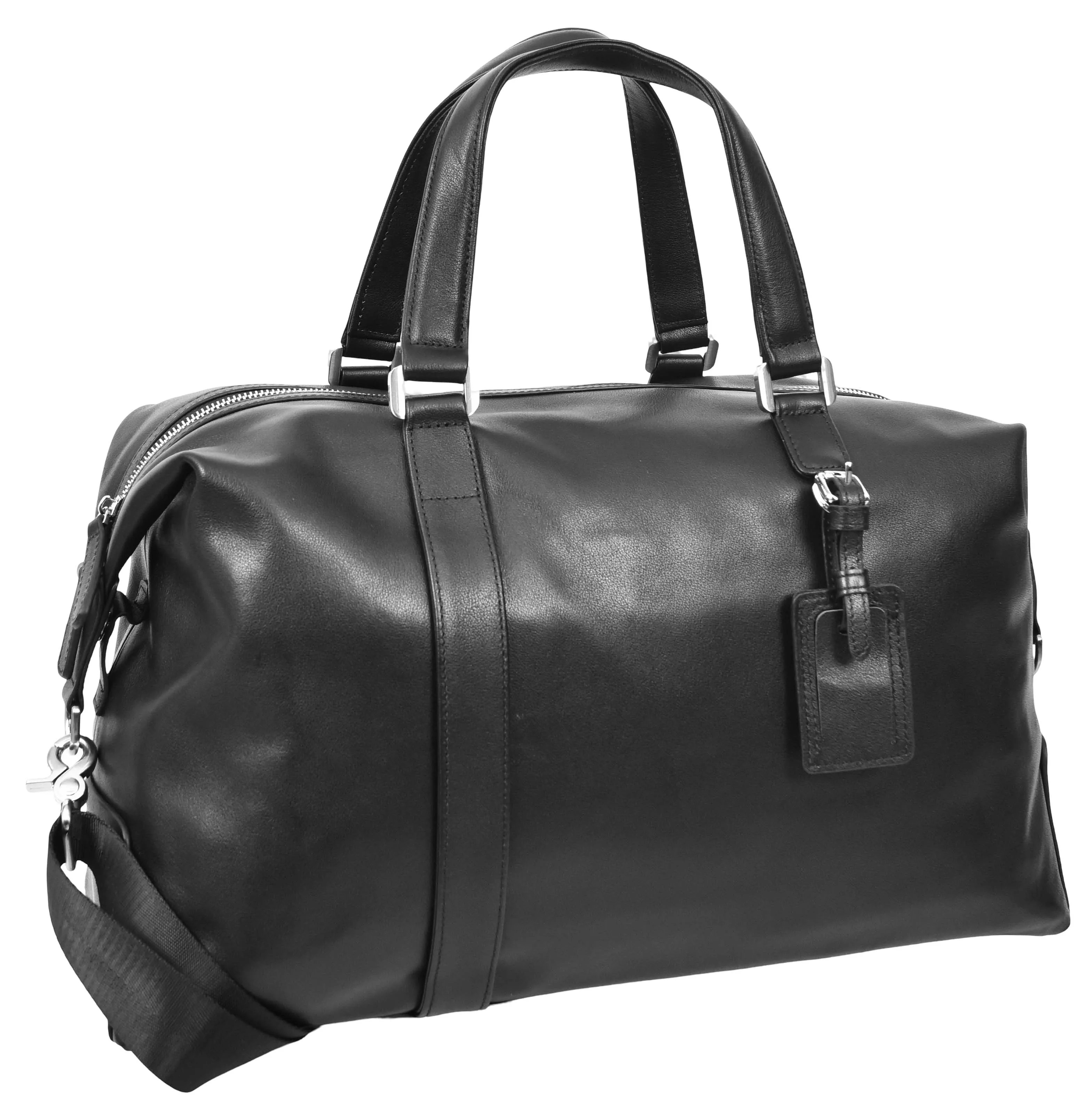 Pathpal Genuine Leather Weekend  Travel Holdall Duffle Bag Black