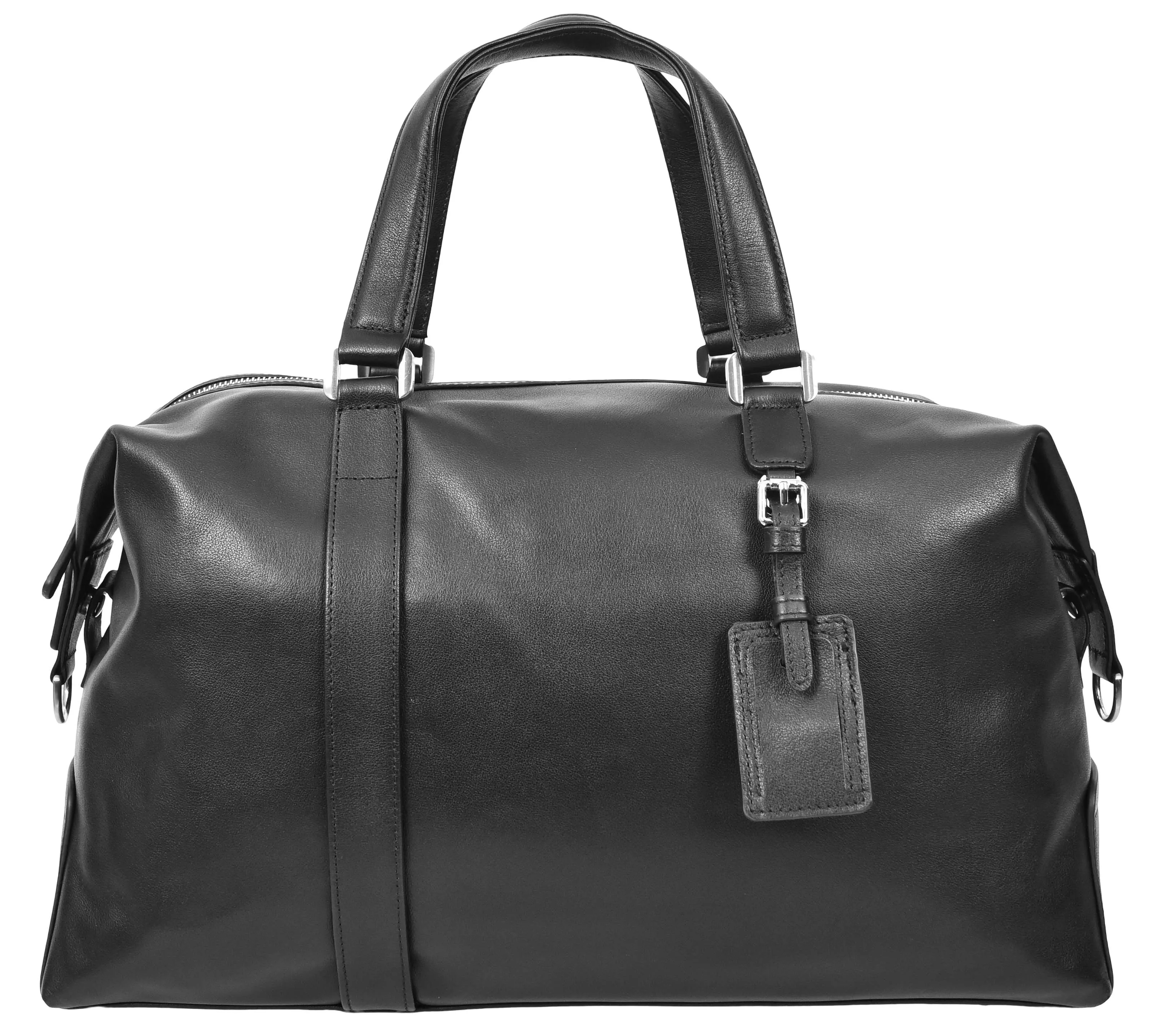 Pathpal Genuine Leather Weekend  Travel Holdall Duffle Bag Black