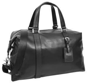 Pathpal Genuine Leather Weekend  Travel Holdall Duffle Bag Black