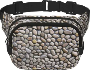 Pebble Stone Print Trendy pack crossbod Square Double Layer Waist Bag Travel and Workout Accessory
