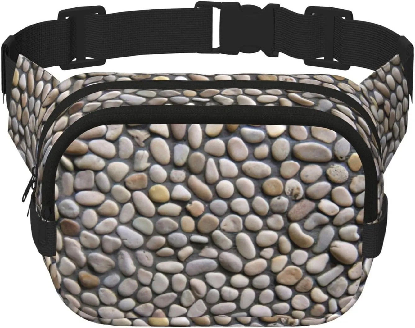Pebble Stone Print Trendy pack crossbod Square Double Layer Waist Bag Travel and Workout Accessory