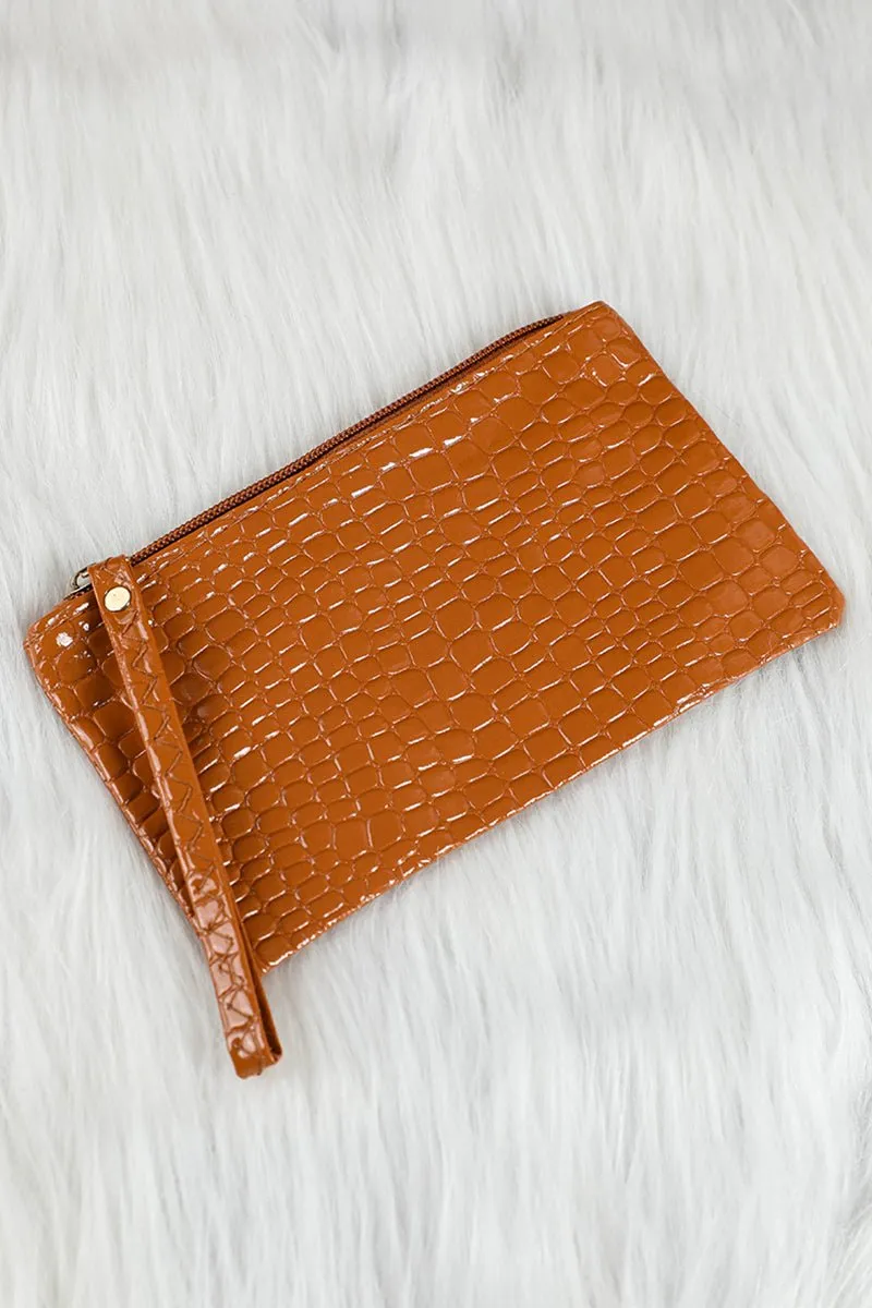 PREORDER! ETA 3/01 Thai Curry Croco Zipper Wristlet Clutch **SHIPPING EXPECTED TO BEGIN ON DATE 3/01**