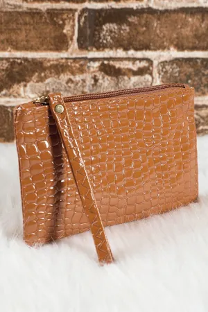 PREORDER! ETA 3/01 Thai Curry Croco Zipper Wristlet Clutch **SHIPPING EXPECTED TO BEGIN ON DATE 3/01**