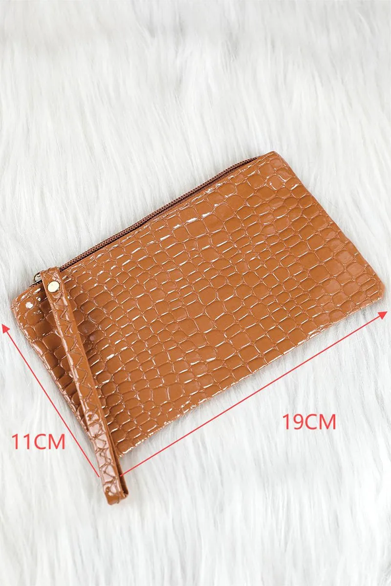 PREORDER! ETA 3/01 Thai Curry Croco Zipper Wristlet Clutch **SHIPPING EXPECTED TO BEGIN ON DATE 3/01**