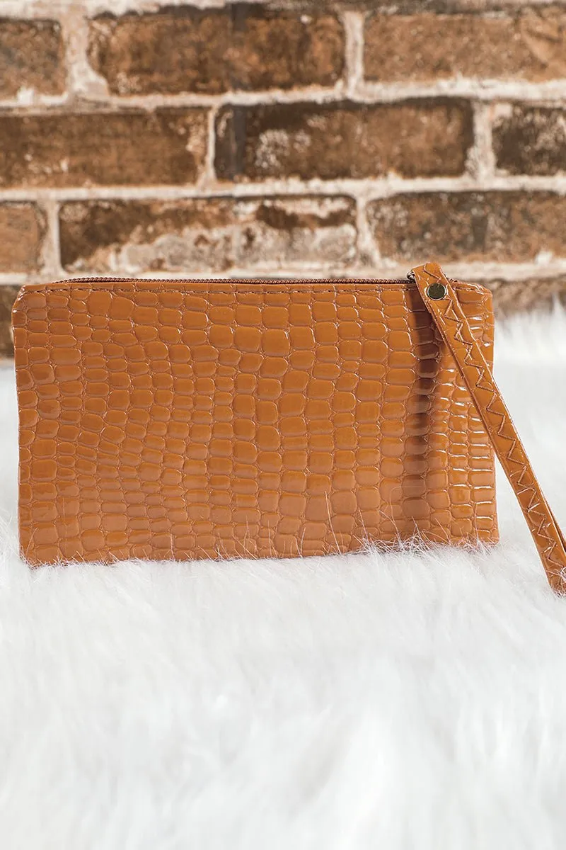 PREORDER! ETA 3/01 Thai Curry Croco Zipper Wristlet Clutch **SHIPPING EXPECTED TO BEGIN ON DATE 3/01**