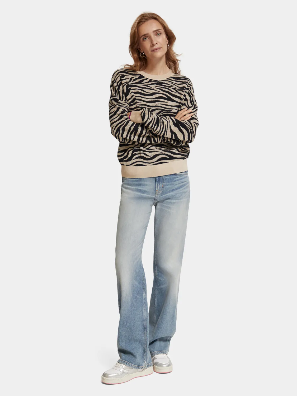 Printed jacquard sweater