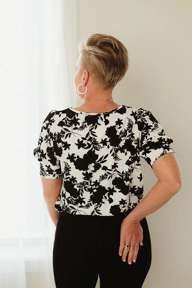 Puff Sleeve Floral Print Top