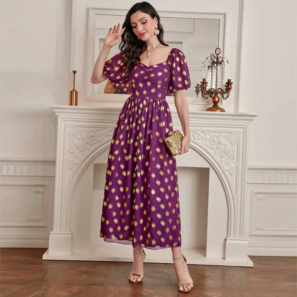Purple puff sleeve dress