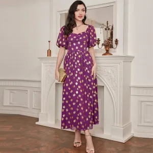 Purple puff sleeve dress