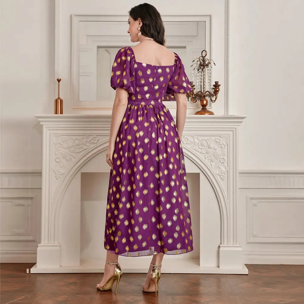 Purple puff sleeve dress