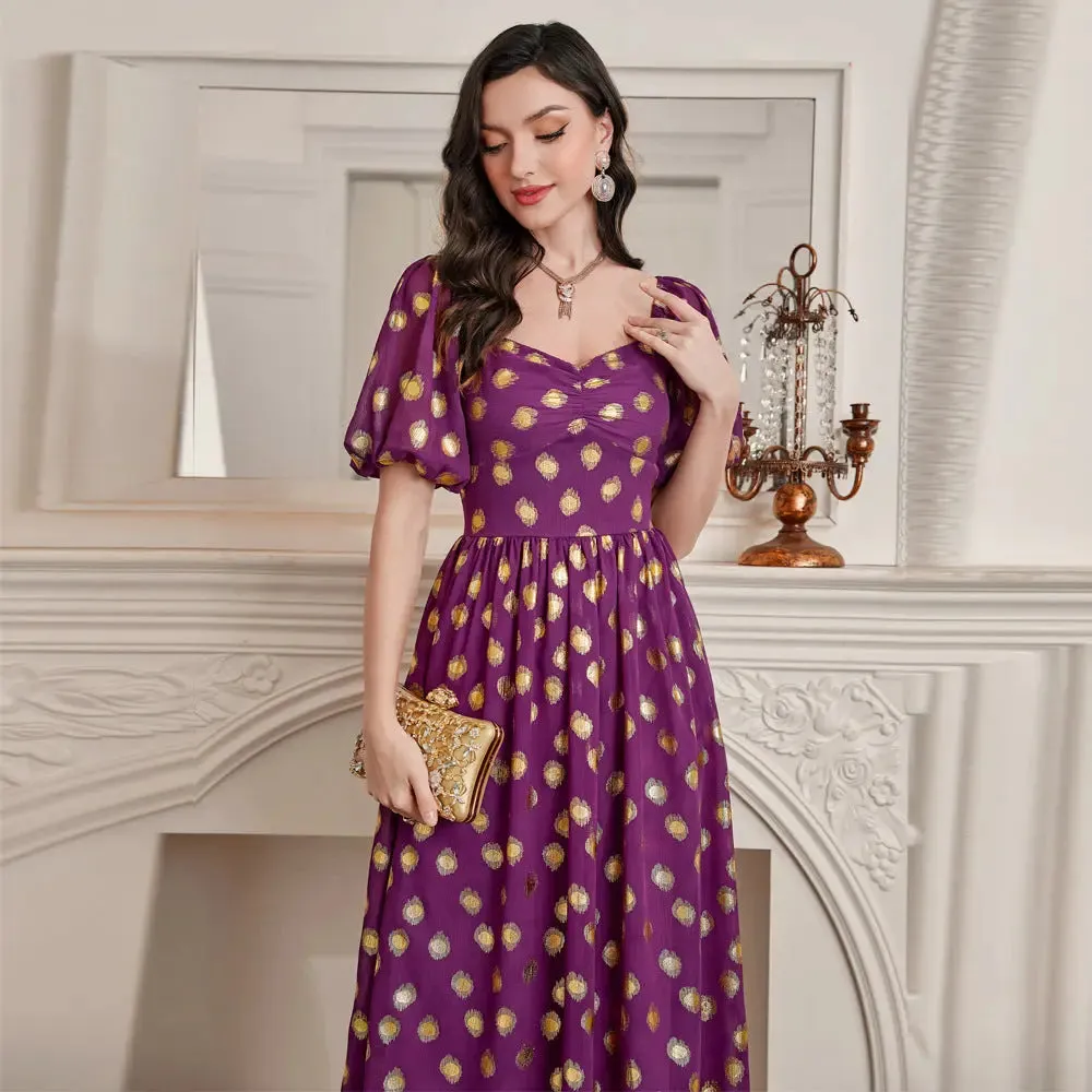 Purple puff sleeve dress