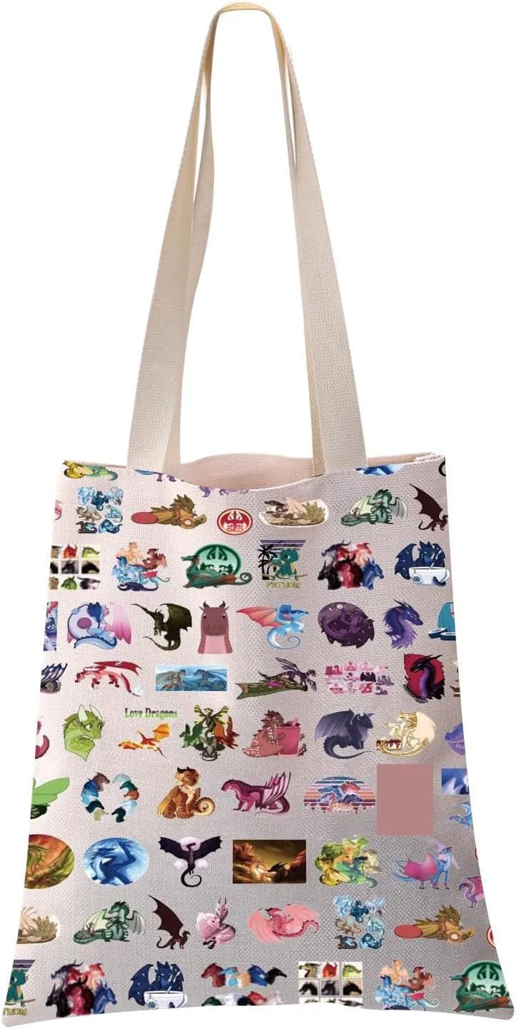 PXTIDY Wings Dragon Novel Inspired Gift Fantasy Novel Fire Dragon Tote Bag Wings Dragon Party Gifts Bookish Tote Bag