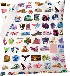PXTIDY Wings Dragon Novel Inspired Gift Fantasy Novel Fire Dragon Tote Bag Wings Dragon Party Gifts Bookish Tote Bag