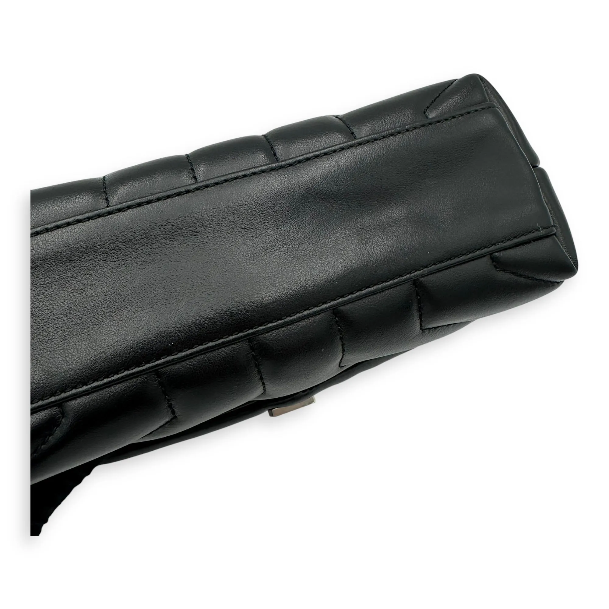 Quilted Loulou Toy Black Crossbody Bag in Calfskin, Silver hardware