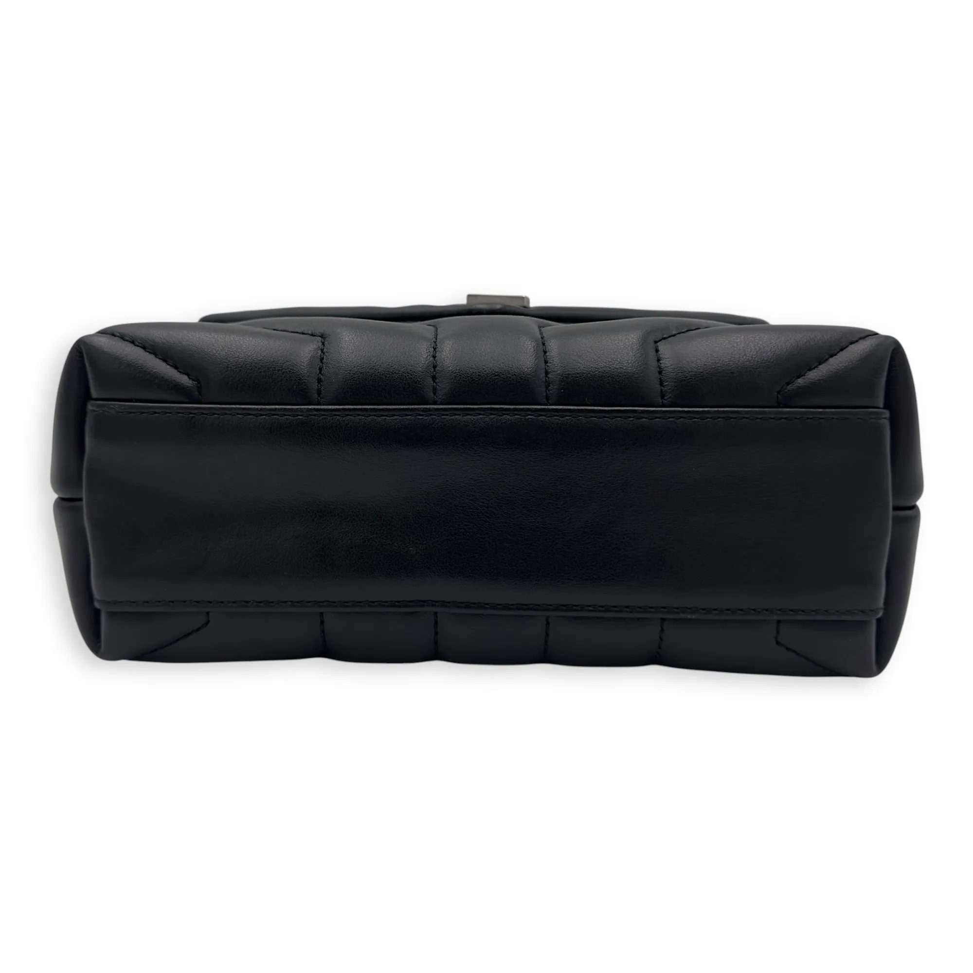 Quilted Loulou Toy Black Crossbody Bag in Calfskin, Silver hardware