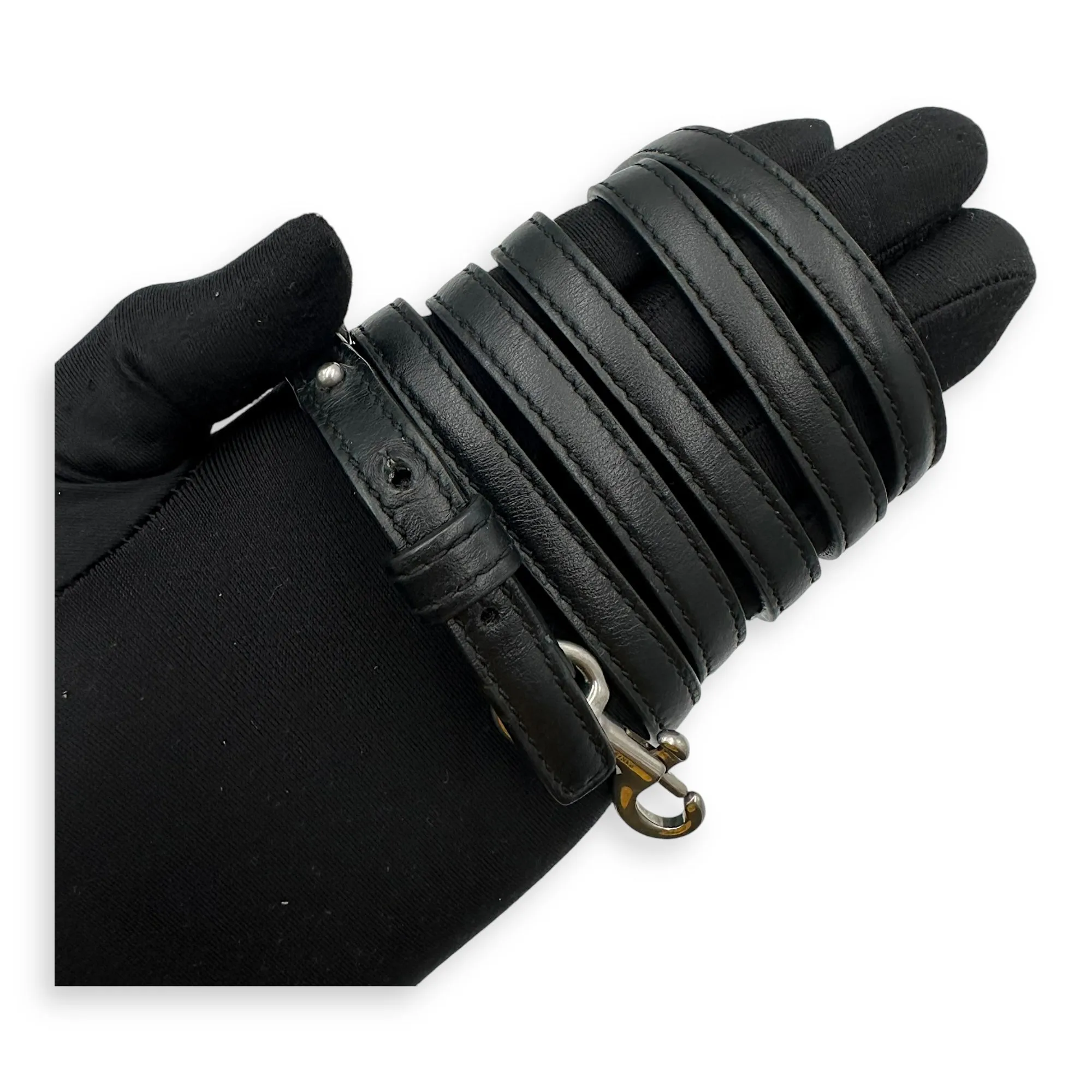 Quilted Loulou Toy Black Crossbody Bag in Calfskin, Silver hardware