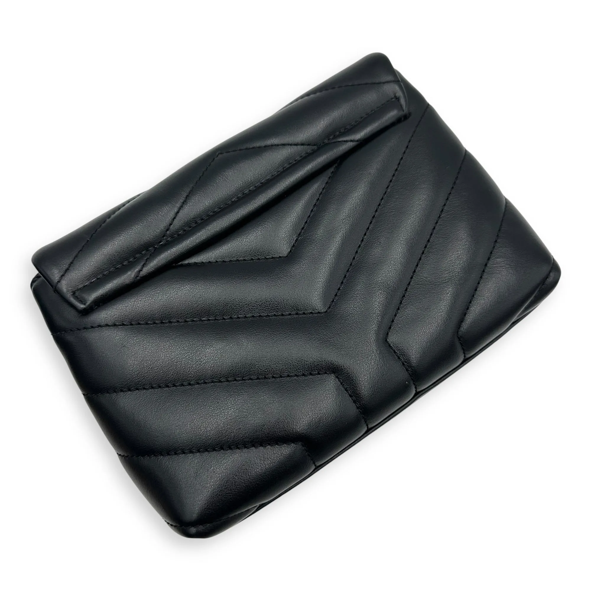 Quilted Loulou Toy Black Crossbody Bag in Calfskin, Silver hardware