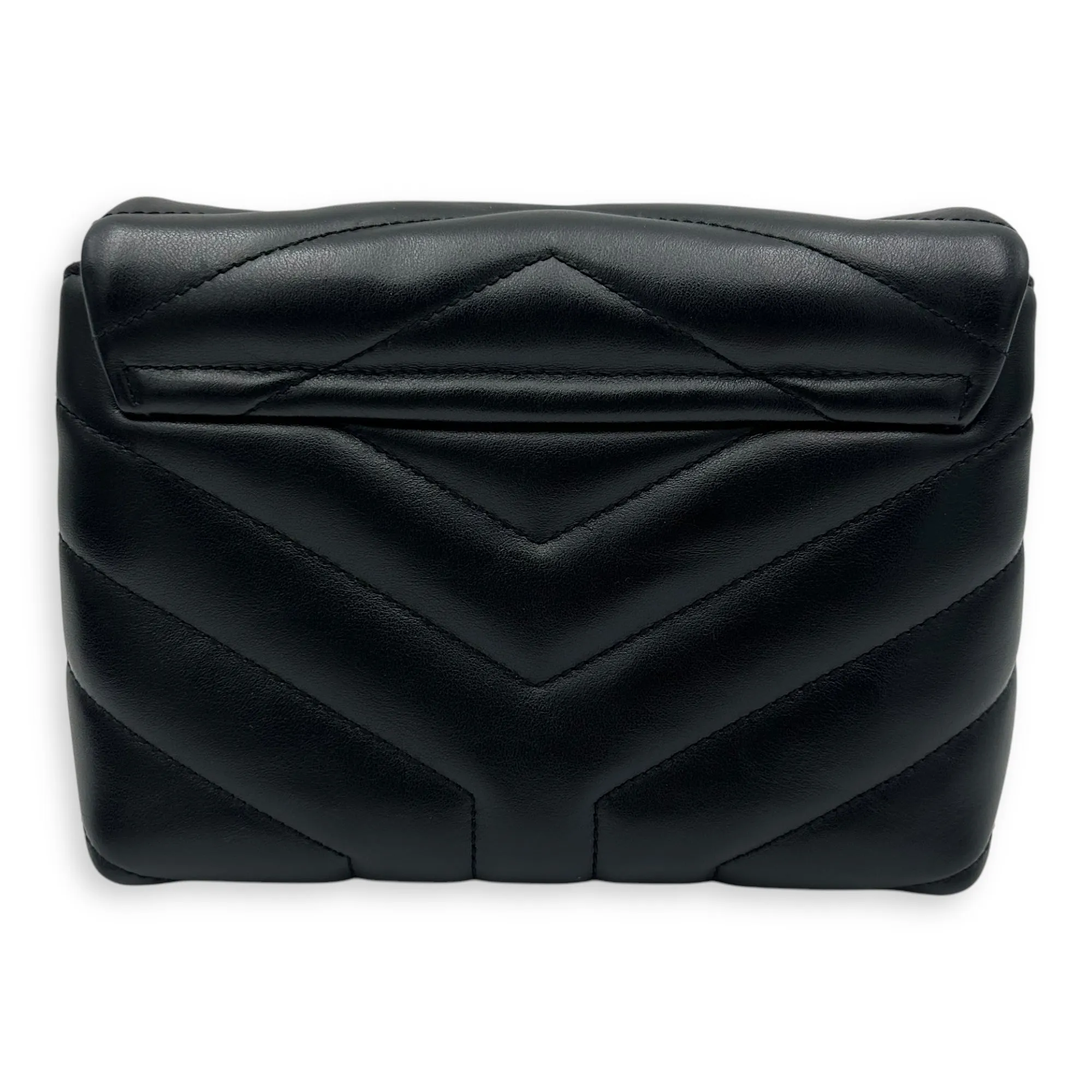 Quilted Loulou Toy Black Crossbody Bag in Calfskin, Silver hardware