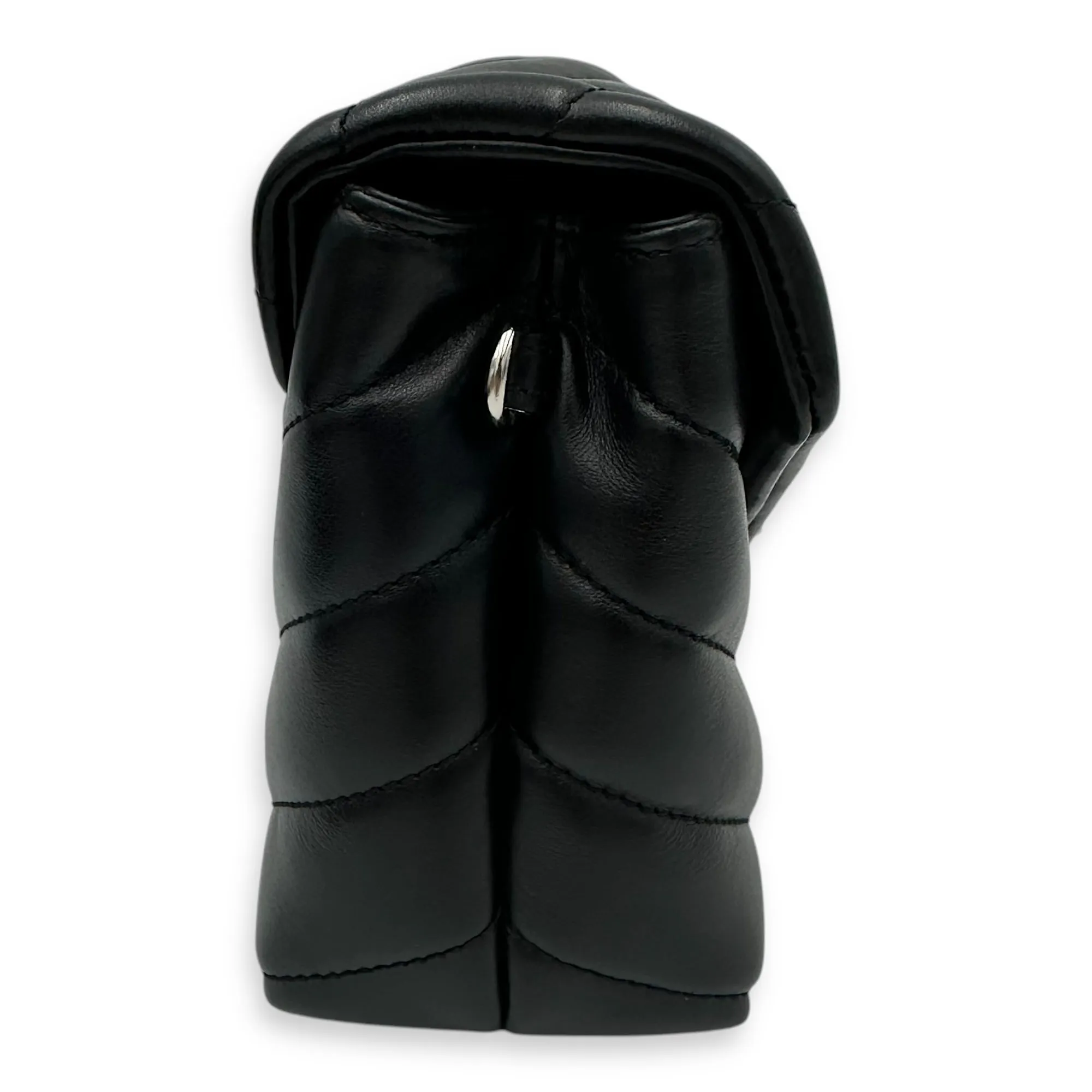 Quilted Loulou Toy Black Crossbody Bag in Calfskin, Silver hardware