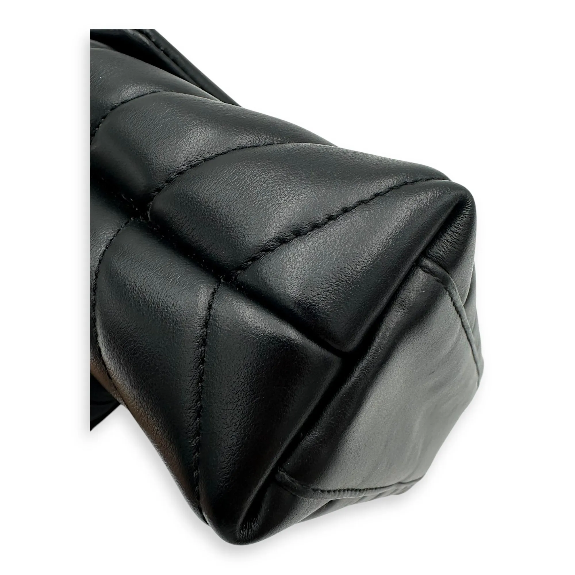 Quilted Loulou Toy Black Crossbody Bag in Calfskin, Silver hardware