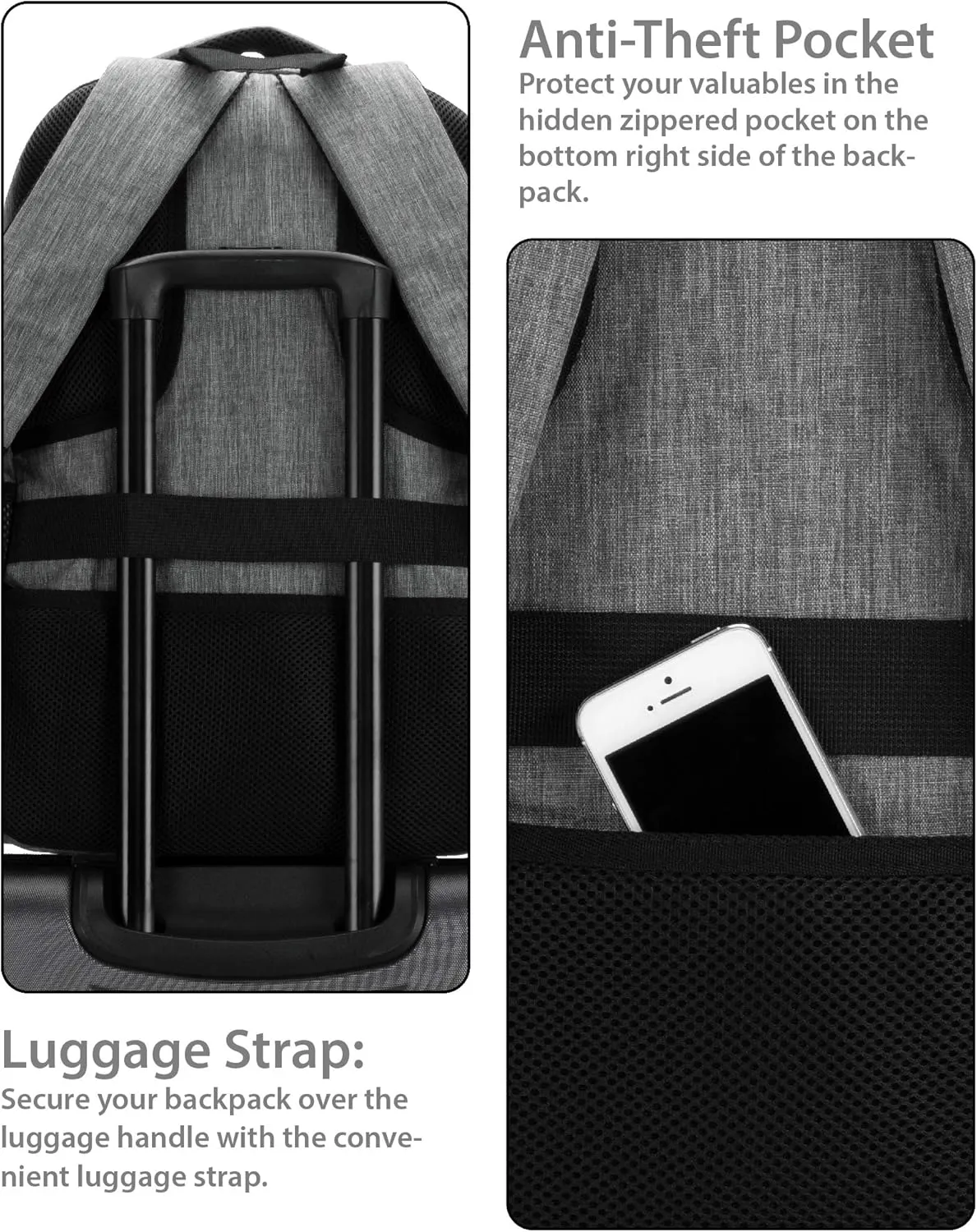Rockland Business Pro USB Laptop Backpack, Grey, Large
