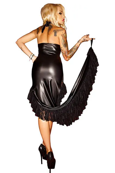 Sexy PVC look Black Faux Leather Gothic Fetish Lingerie Bondage
