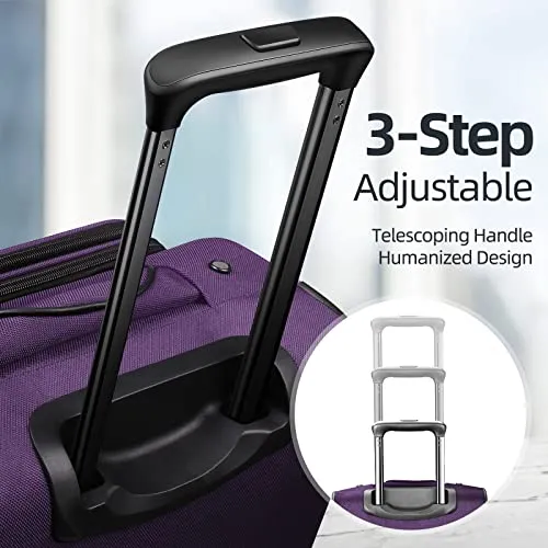 SHOWKOO 3 Piece Expandable Luggage Set with TSA Lock - Soft Shell - Purple