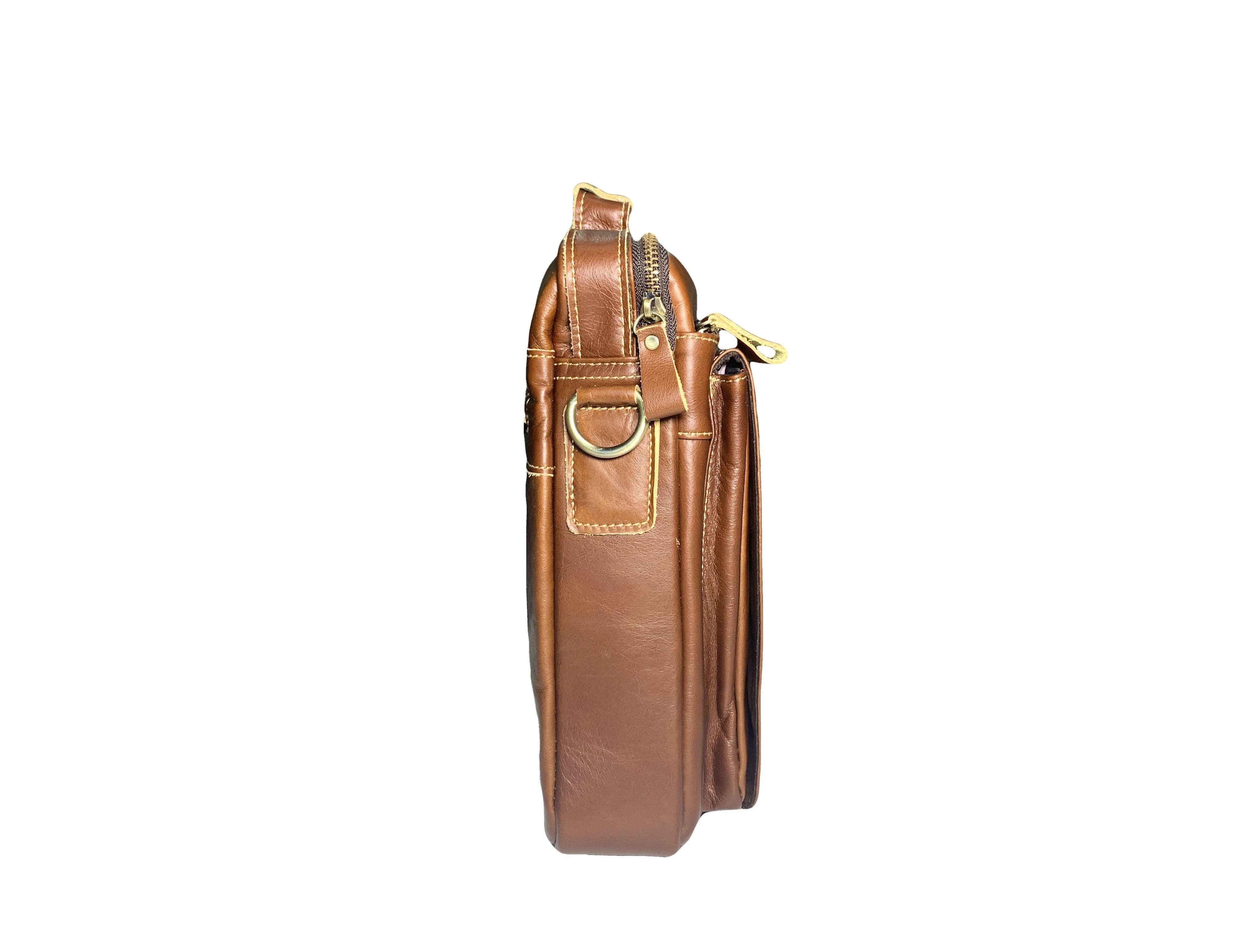 Signature Messenger Bag Dark Brown Cross body Leather Bag