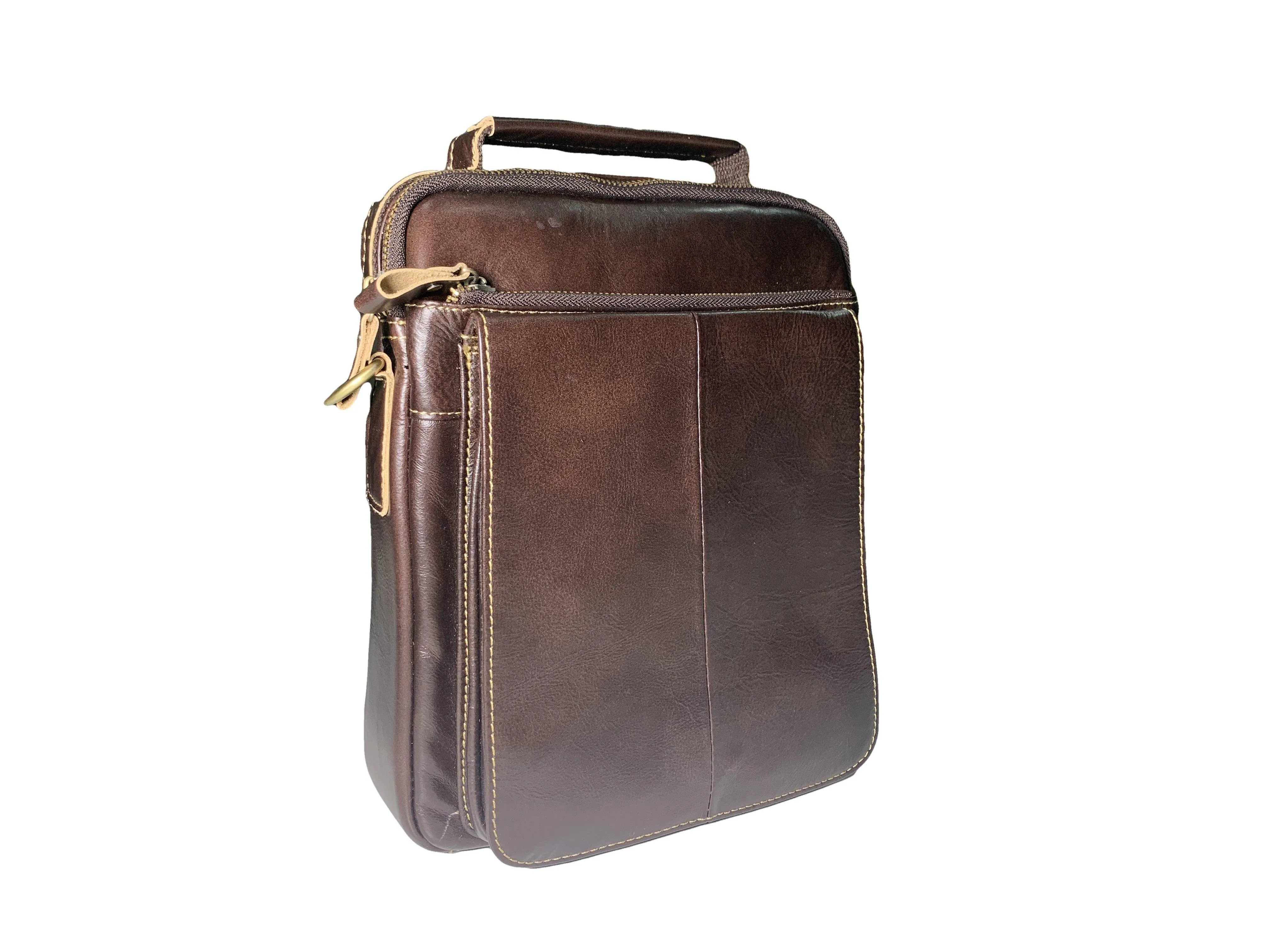 Signature Messenger Bag Dark Coffee Travel Leather Bag