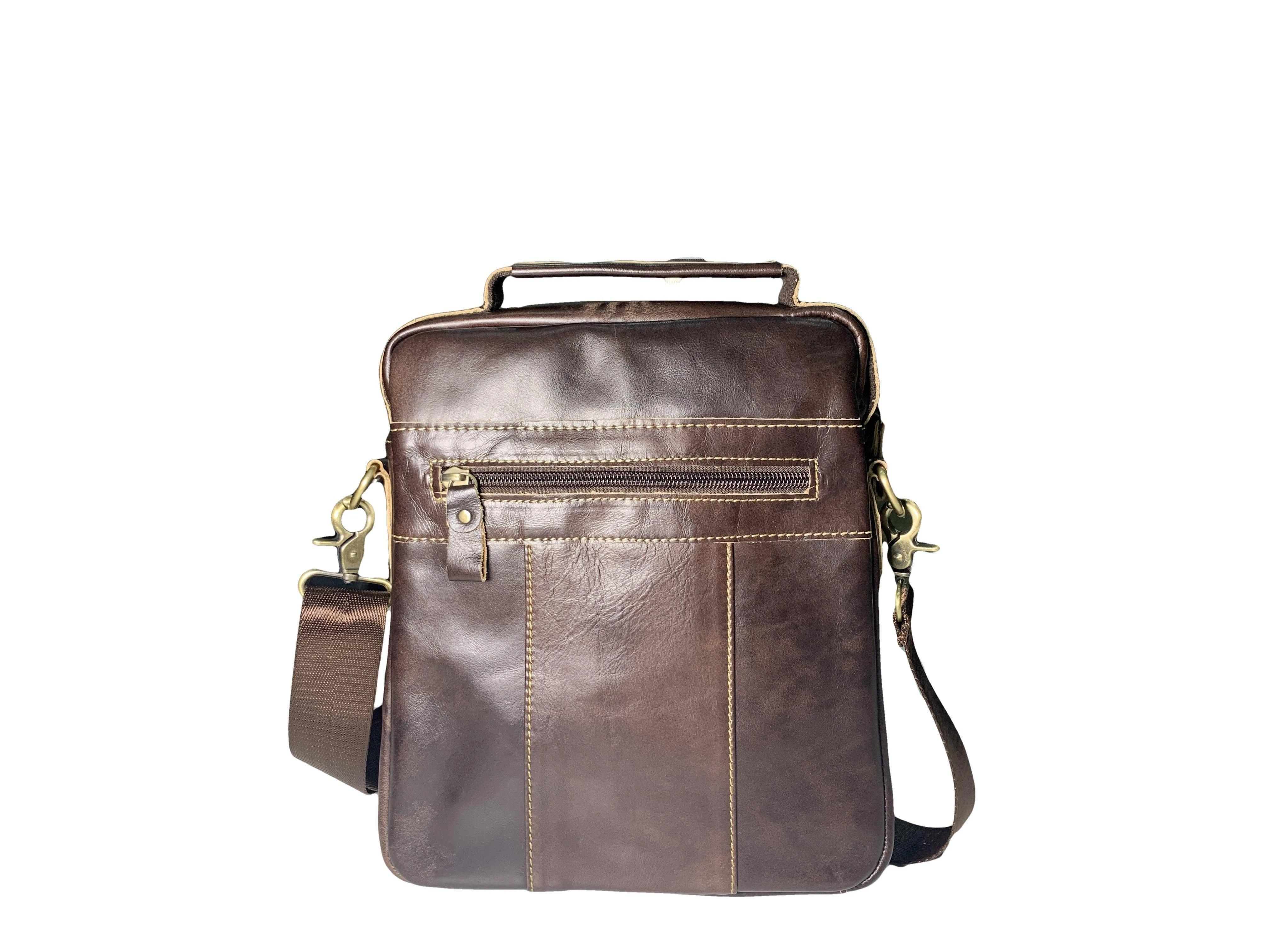 Signature Messenger Bag Dark Coffee Travel Leather Bag