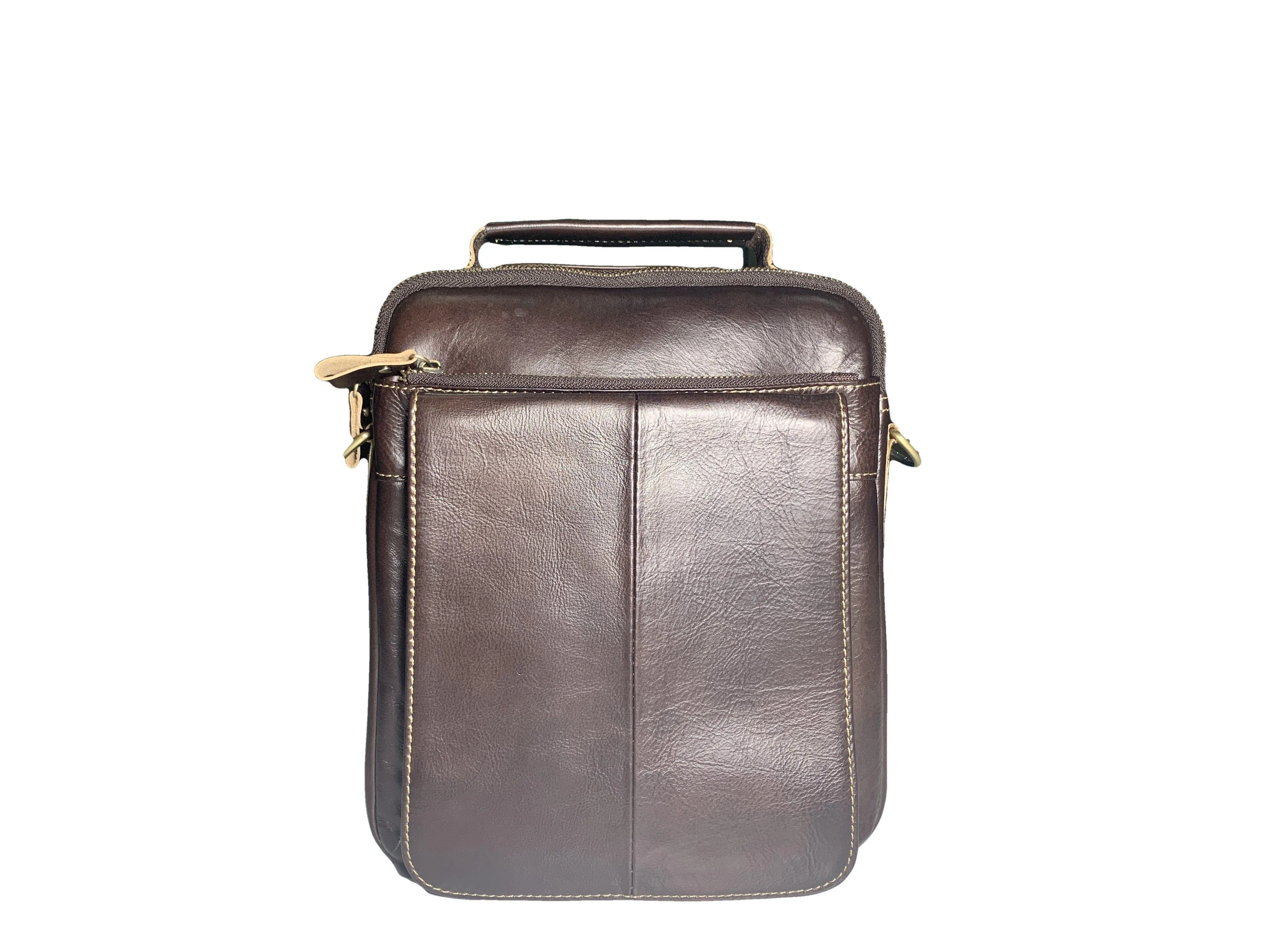Signature Messenger Bag Dark Coffee Travel Leather Bag