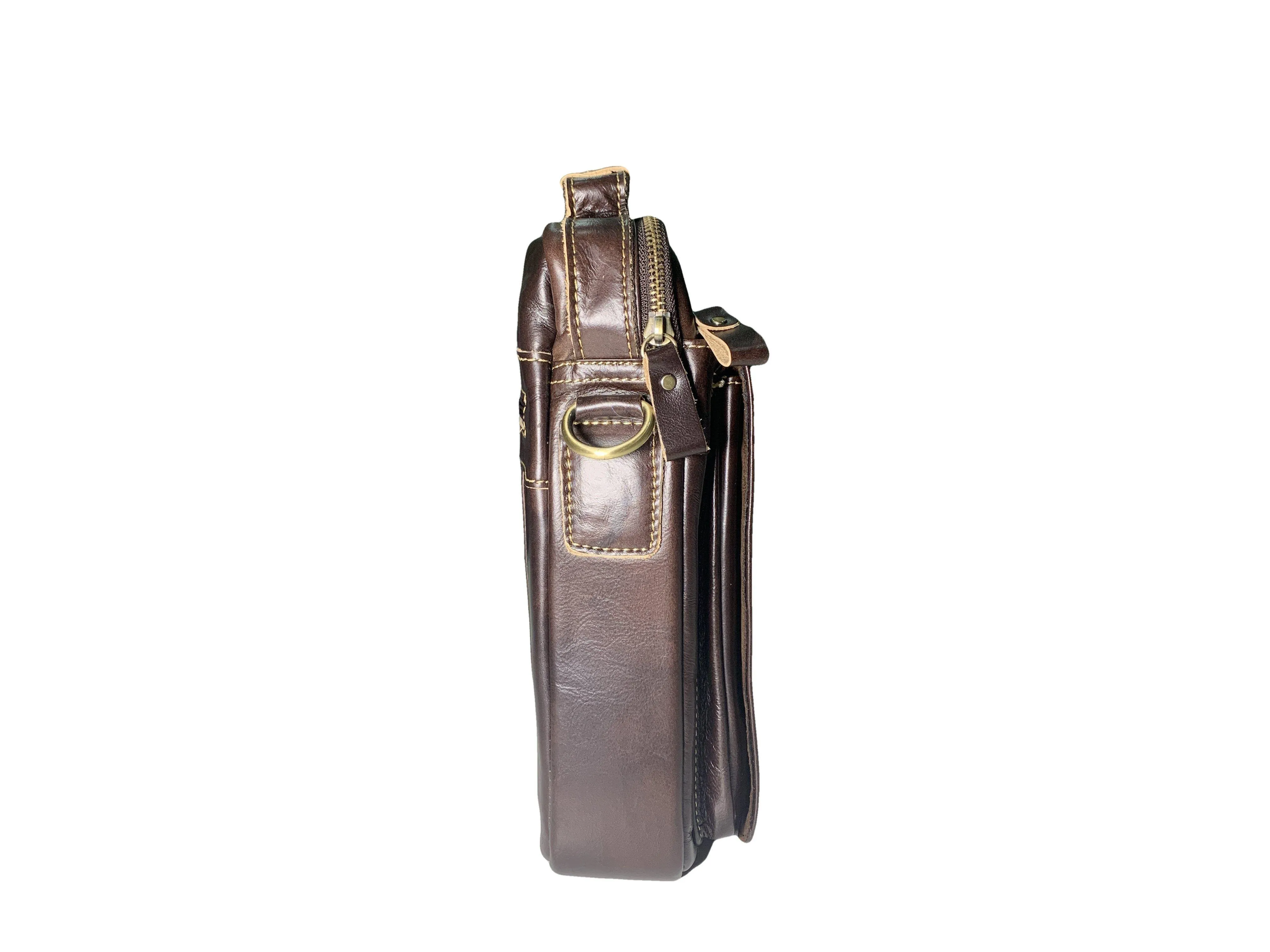 Signature Messenger Bag Dark Coffee Travel Leather Bag