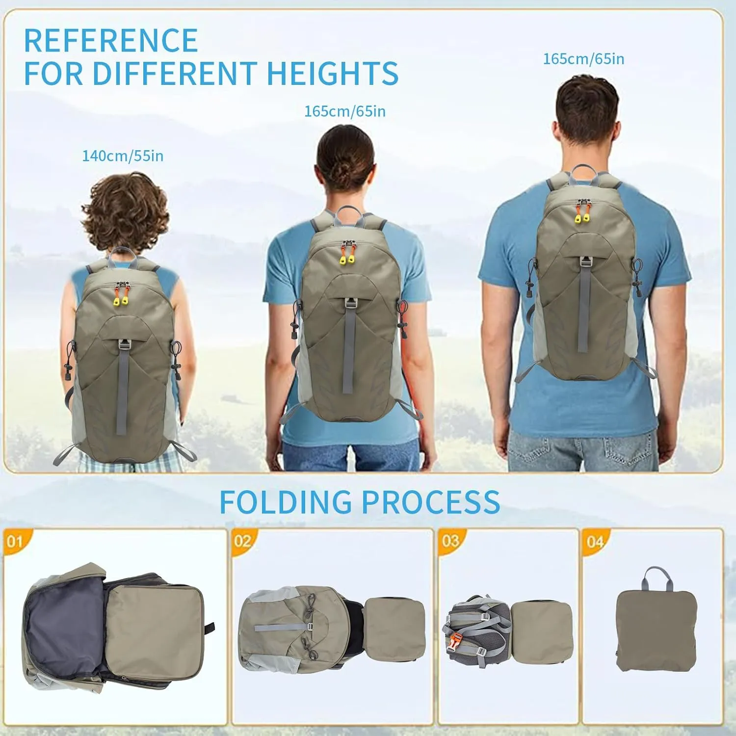 Small Lightweight Hiking Backpack20L Foldable Hiking Daypack Cycling Hydration Backpack Travel Camping Bag