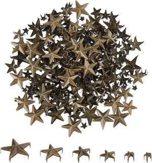 SUPERFINDINGS 320PCS 6 Sizes Leather Rivets Star Rivets 5mm/7mm/10mm/12mm/15mm/20mm Metal Punk Studs Rivets Leather Spikes for Clothes Bags Belts Necklace Shoes DIY Craft