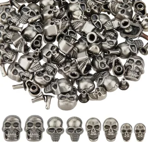 SUPERFINDINGS 48PCS 4 Sizes Alloy Skull Rivets Leather Rivets Metal Punk Studs Skeleton Stud Handicraft DIY Punk Spikes Accessories for DIY Leather Crafts Belts Shoes Jackets Bags Decor