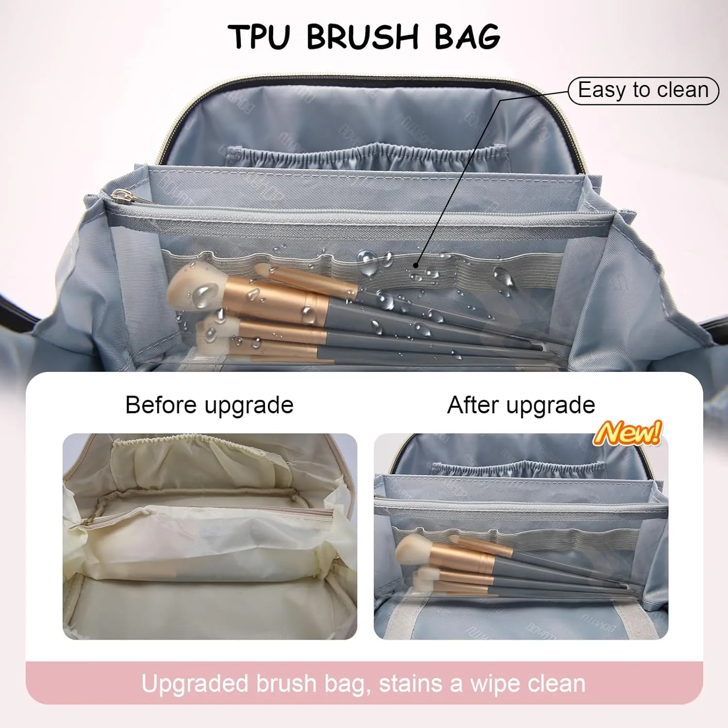 Travel Cosmetic Bag Makeup Bags for Women: Western Boho Make up Bag Set of 3 - Large Vegan Leather Cosmetic Organizer Bags with Compartments & Handle & Divider(Pink)