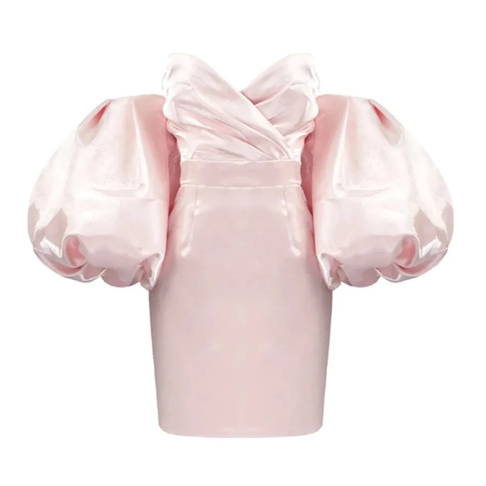 Trendy Puff Sleeves Mini Dress