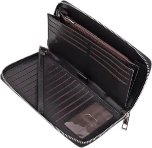 UTO Women Wallet Leather Zip Around Card Holder Checkbook Passport Organizer Ladies Travel Clutch with Wristlet