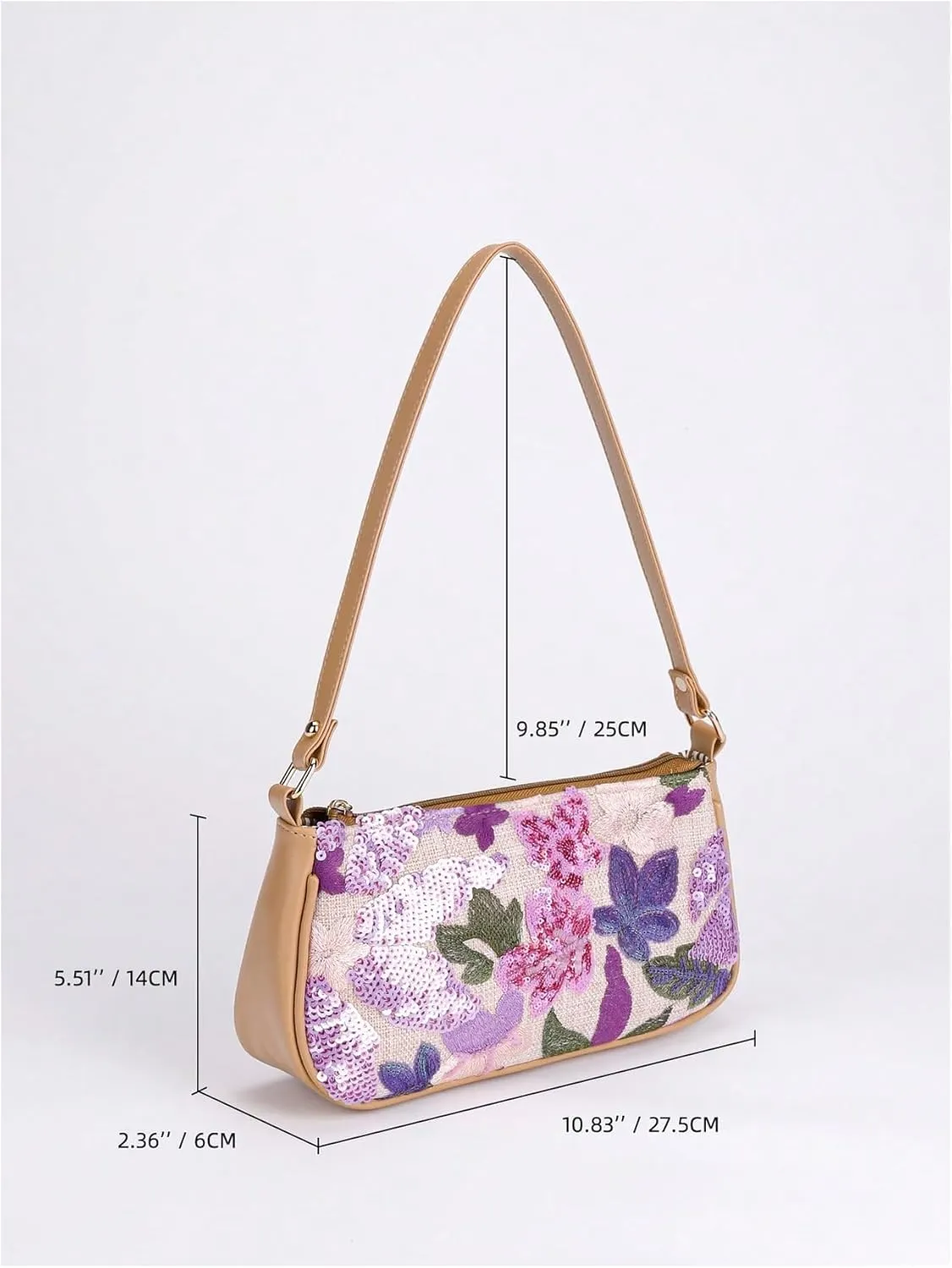 Verdusa Women's Floral Square Sequin Bag Top Handle Underarm Shoulder Handbags