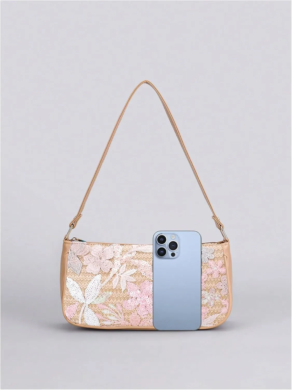 Verdusa Women's Floral Square Sequin Bag Top Handle Underarm Shoulder Handbags