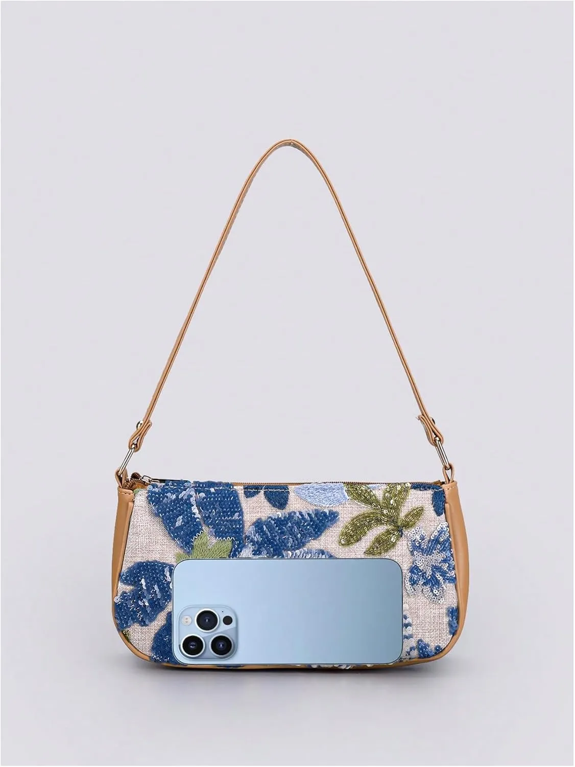 Verdusa Women's Floral Square Sequin Bag Top Handle Underarm Shoulder Handbags