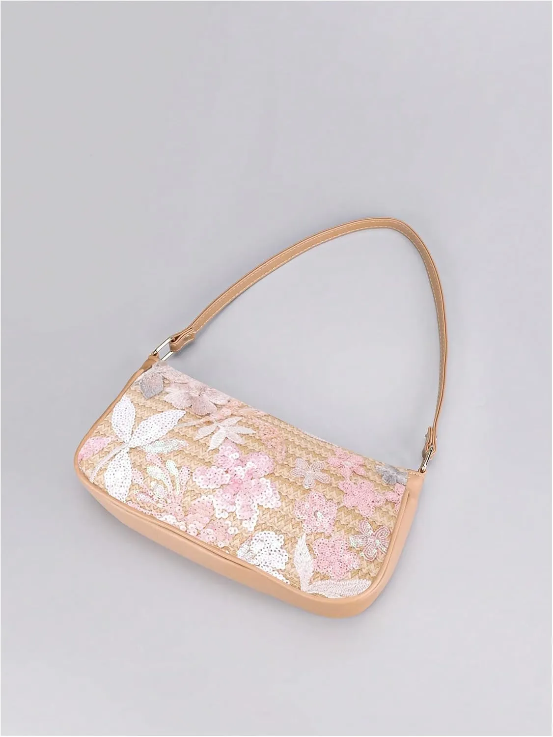 Verdusa Women's Floral Square Sequin Bag Top Handle Underarm Shoulder Handbags